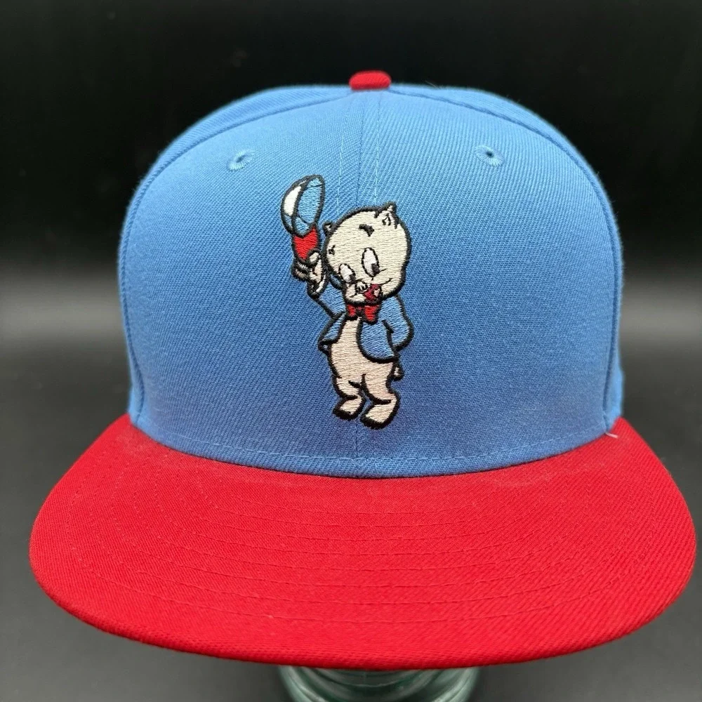 New Era‎ 59FIFTY Looney Tunes Porky Pig Fitted Hat 7 7/8 Blue Red Cap